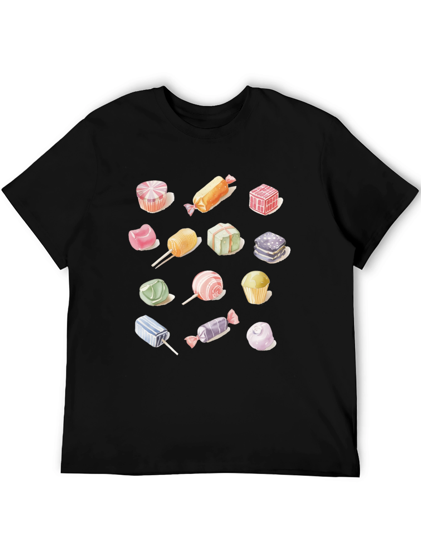Black Sweet Treats T-Shirt: Candy Collection Design view 5