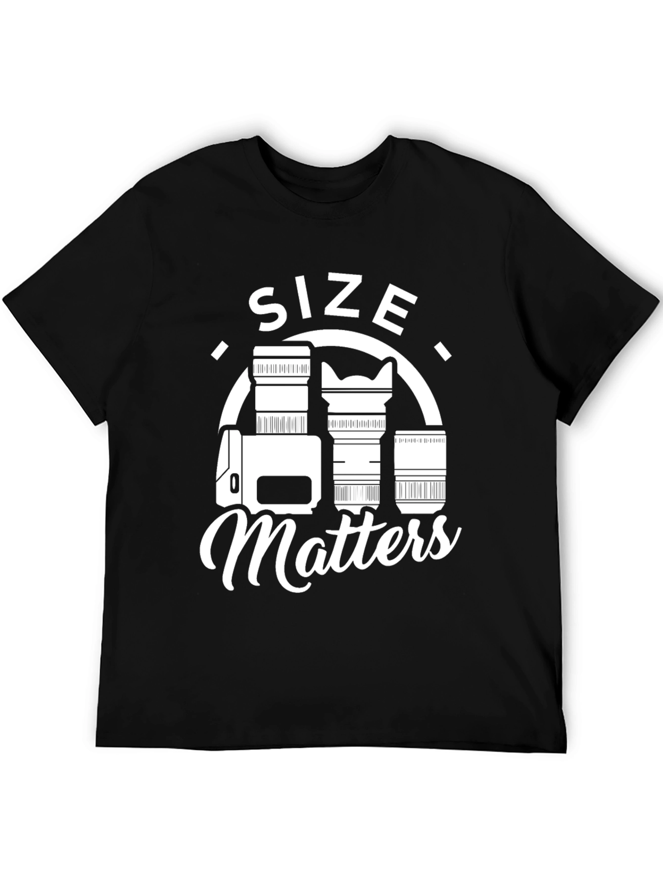 Black Size Matters Funny Photographer T-Shirt view 5