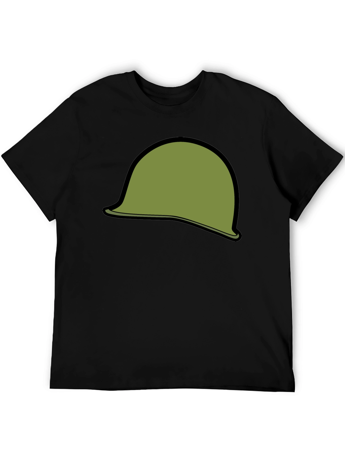 Black Retro Military Helmet Graphic Tee - Black Cotton Blend view 5