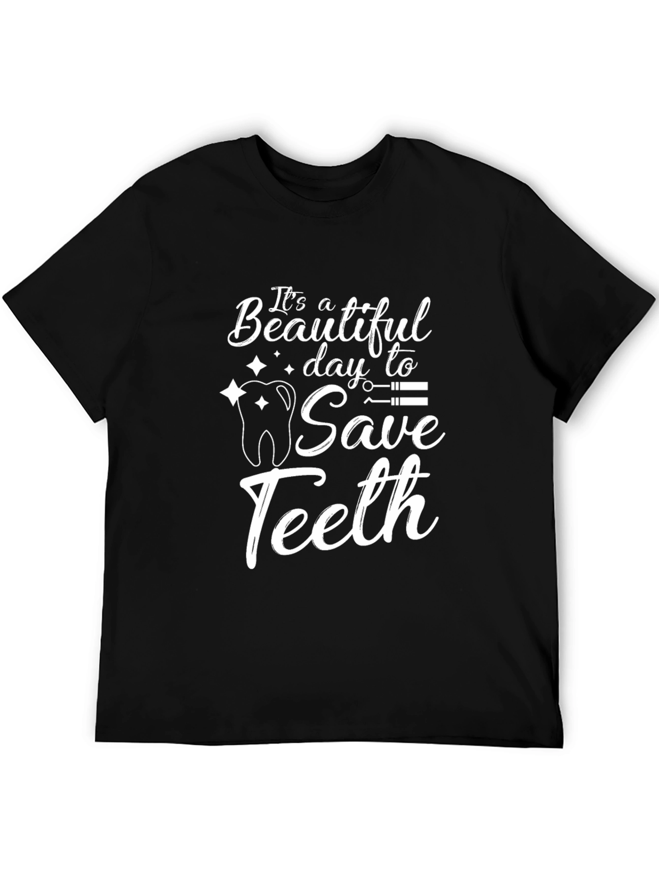 Black Funny Dentist T-Shirt - Save Teeth Tee view 5