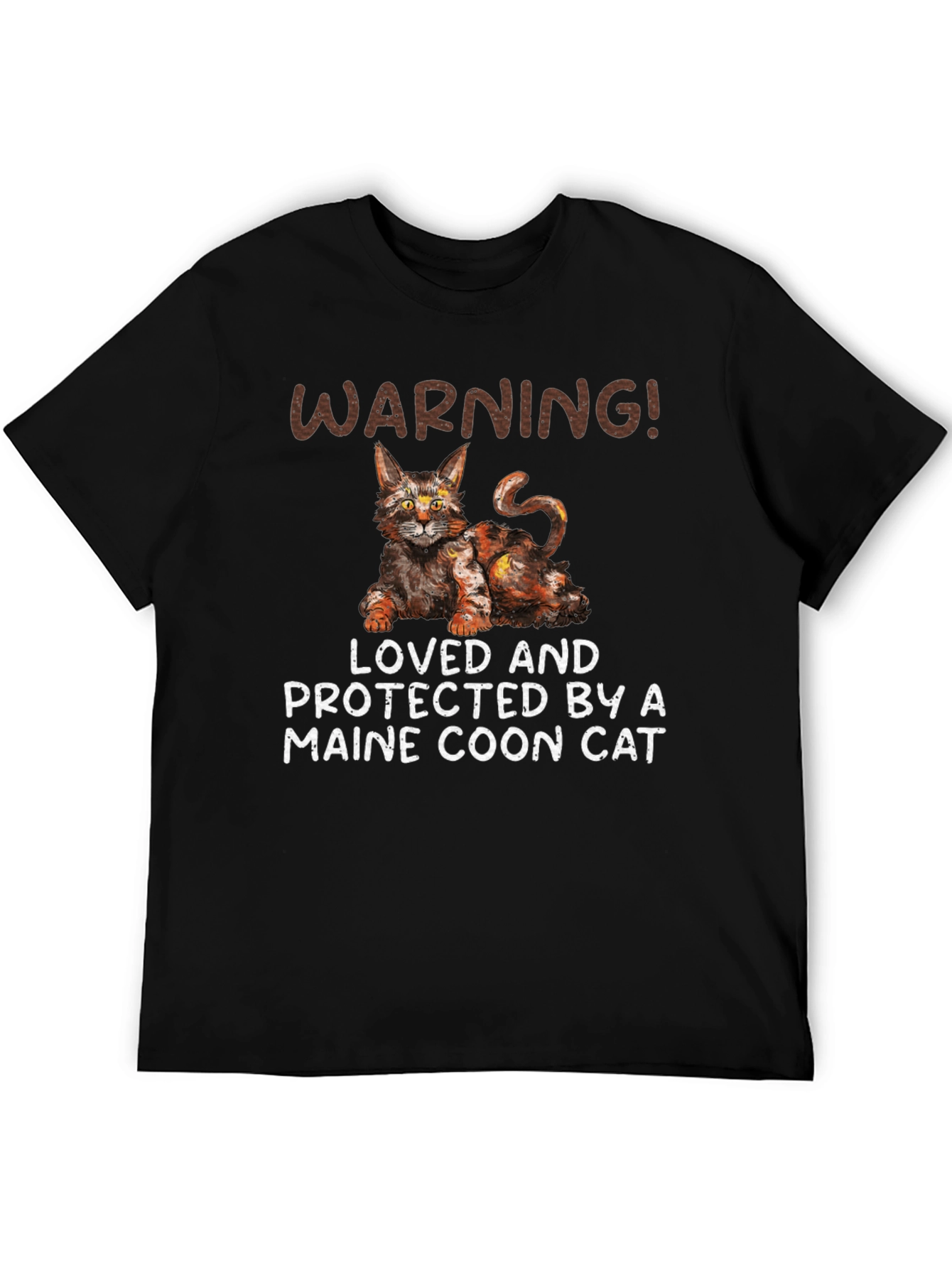 Black Maine Coon Cat T-Shirt - Warning! Loved and Protected view 5