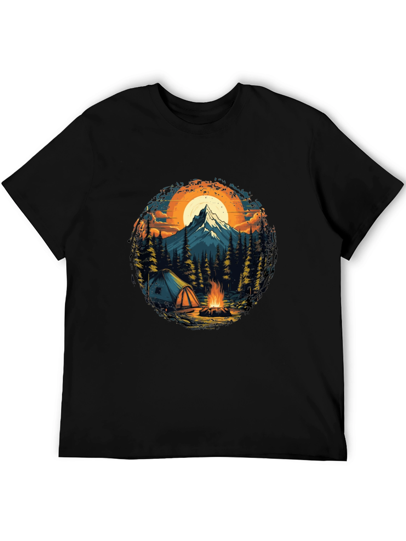 Black Outdoor Adventure T-Shirt: Camping & Mountain Design view 5