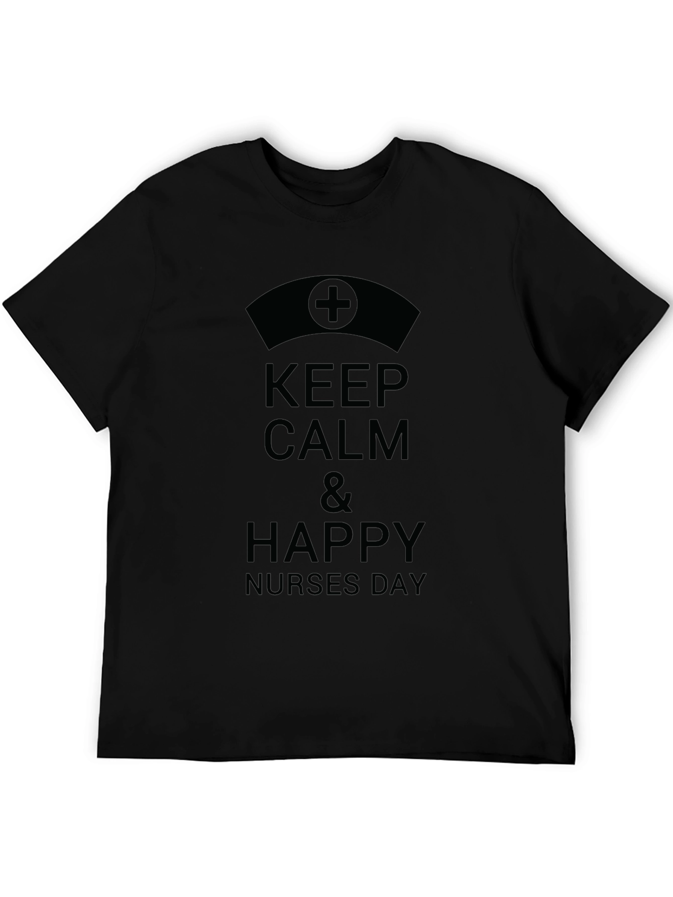 Black Keep Calm & Happy Nurses Day Black T-Shirt view 5