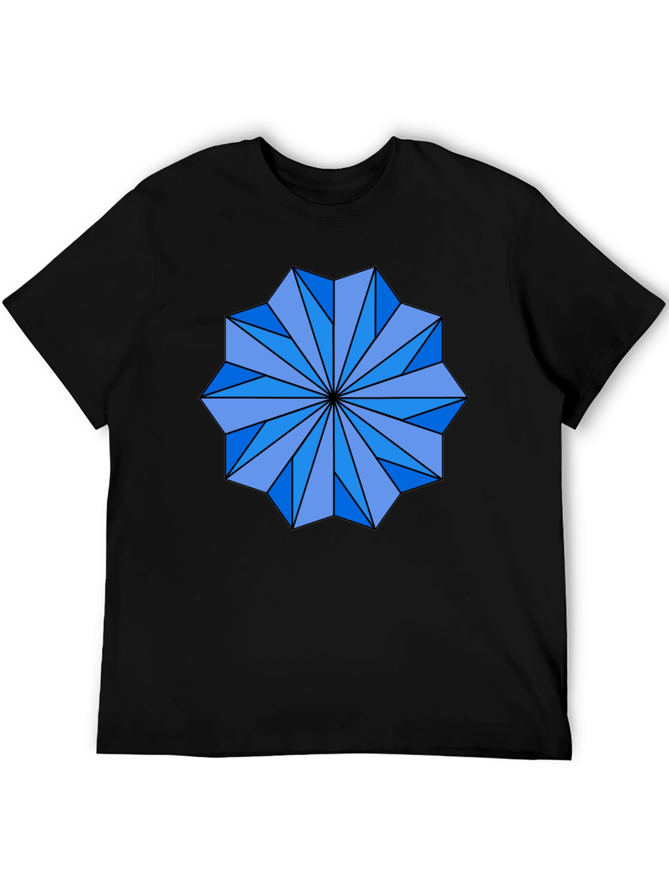 Black Geometric Starburst Graphic Tee - Black Cotton Blend Shirt view 5