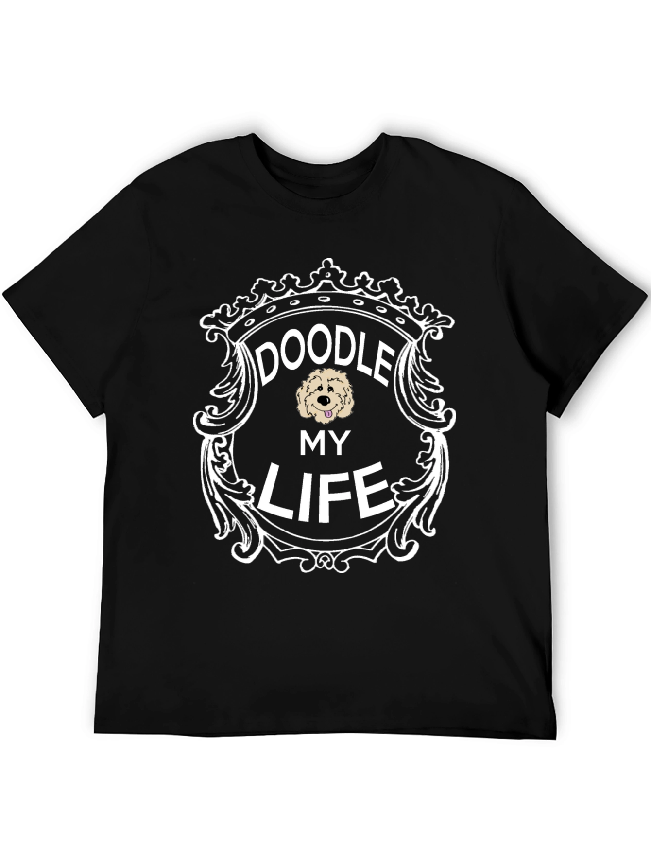 Black Doodle My Life T-Shirt - Black Crew Neck view 5