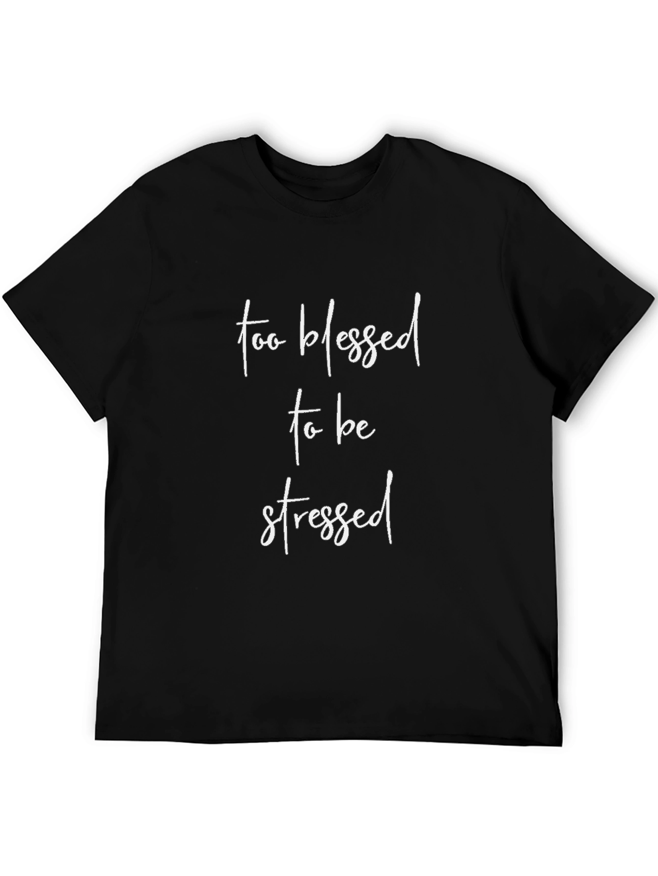 Black Too Blessed to Be Stressed Black T-Shirt view 5
