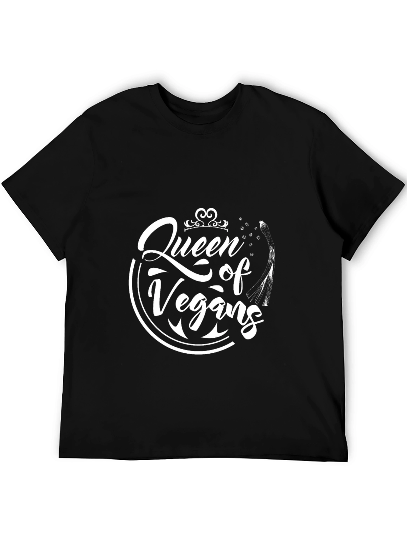 Black Queen of Vegans Graphic Tee - Black, Crew Neck view 5
