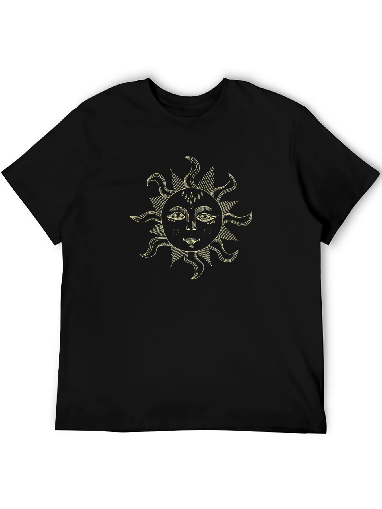Black Celestial Sun Graphic Tee - Black Cotton T-Shirt view 5