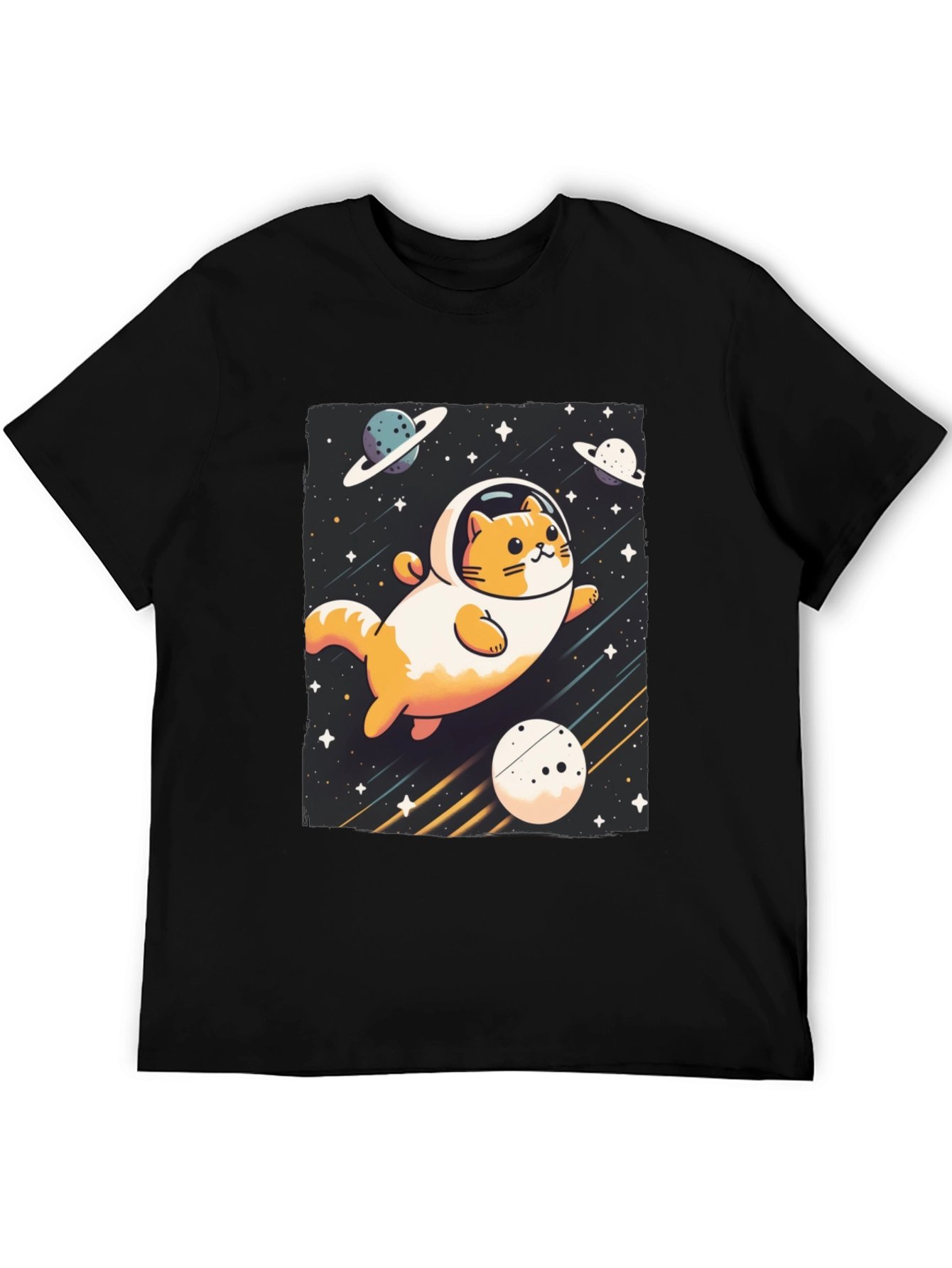 Black Space Cat T-Shirt - Galaxy Adventure Tee view 5
