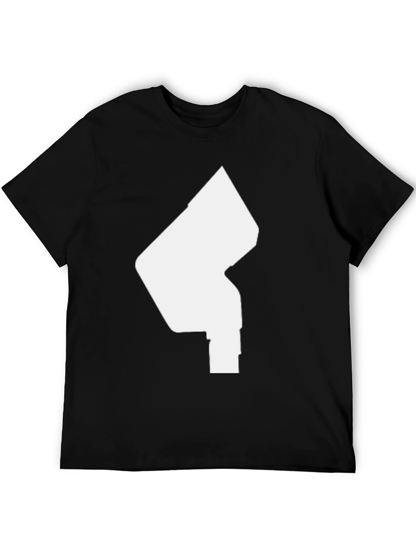 Black Modern Graphic Tee - Abstract White Design on Black Shirt view 5