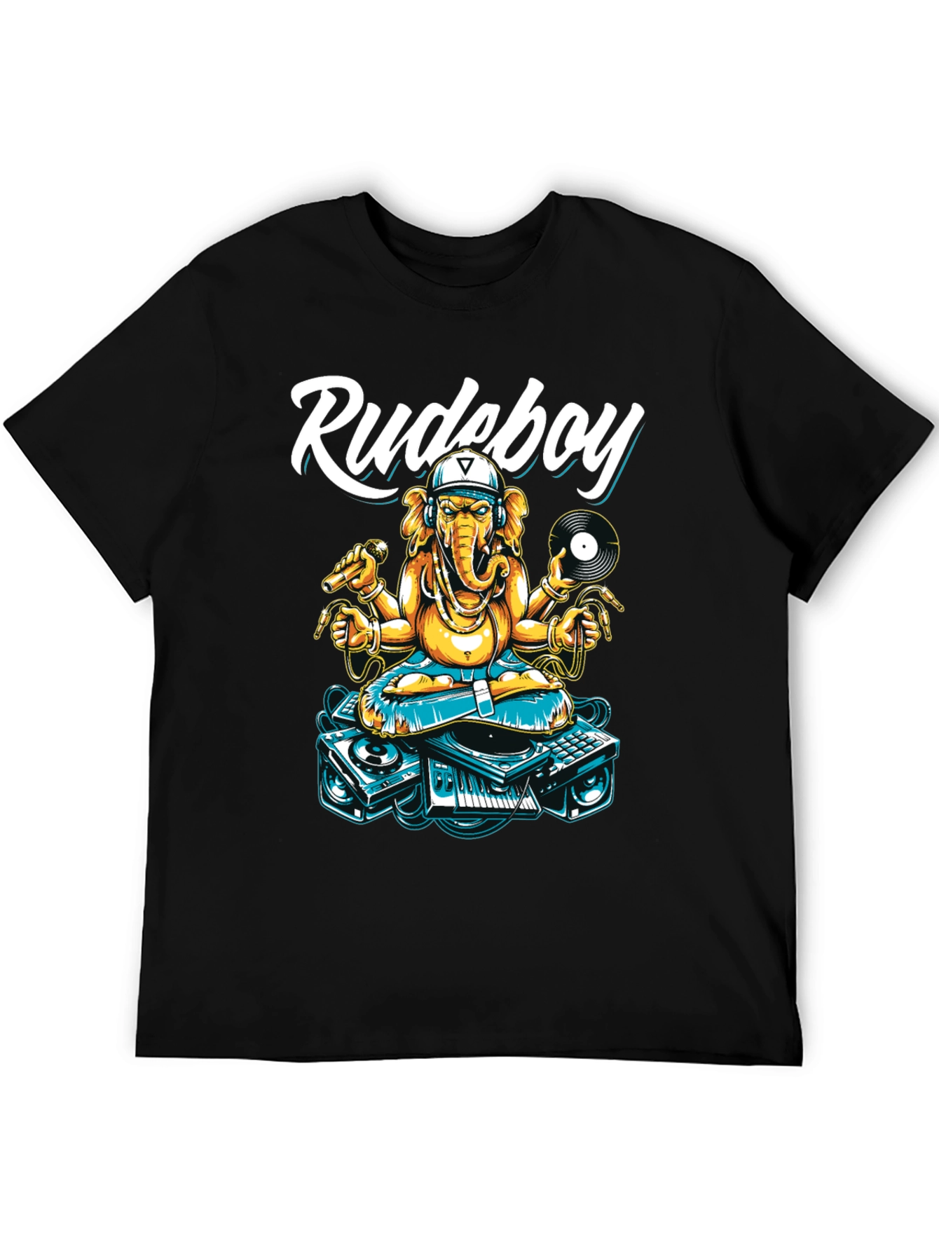 Black Rudeboy Ganesha Graphic T-Shirt view 5