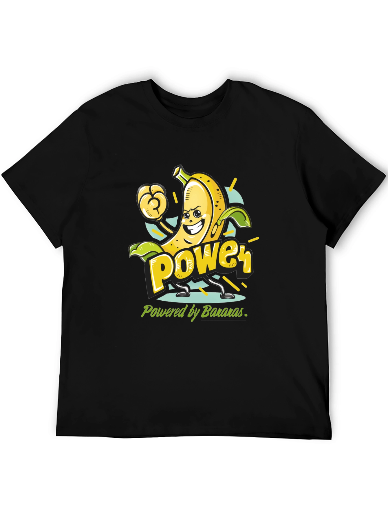 Black Banana Power T-Shirt - Fruit Cartoon Tee view 5