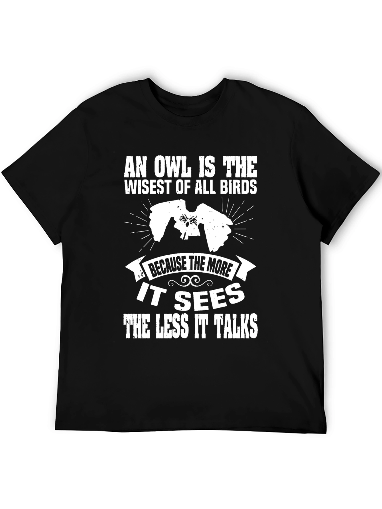 Black Owl Wisdom T-Shirt - "The Less It Talks" Graphic Tee view 5