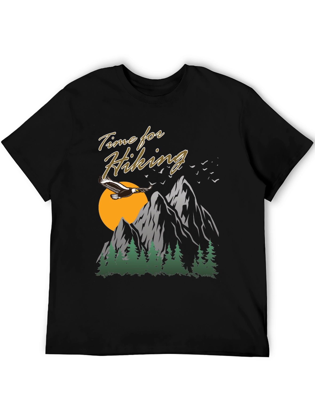 Black Time For Hiking Graphic Tee | Outdoor Adventure Shirt view 5