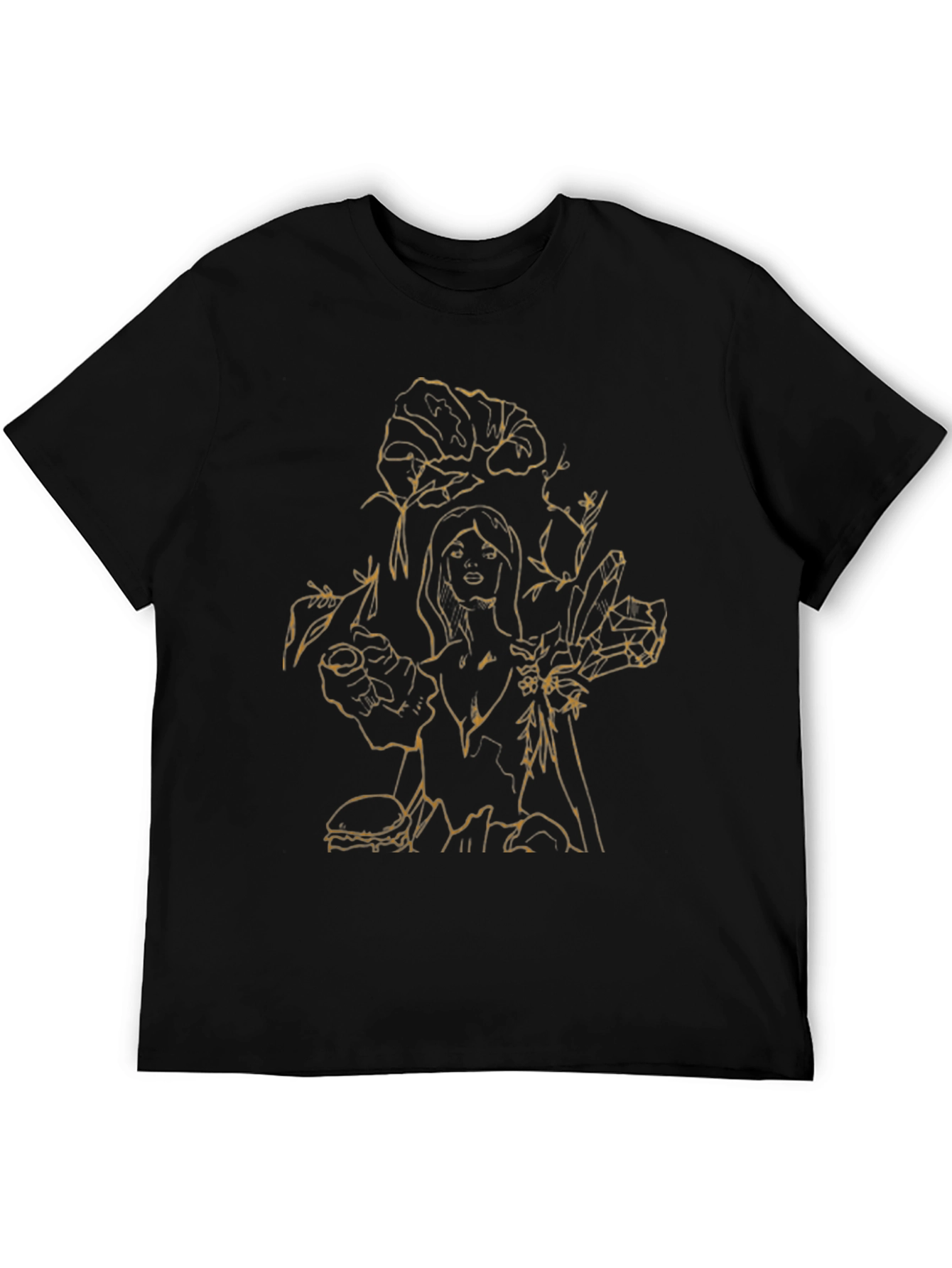 Black Floral & Woman Graphic Tee - Black view 5
