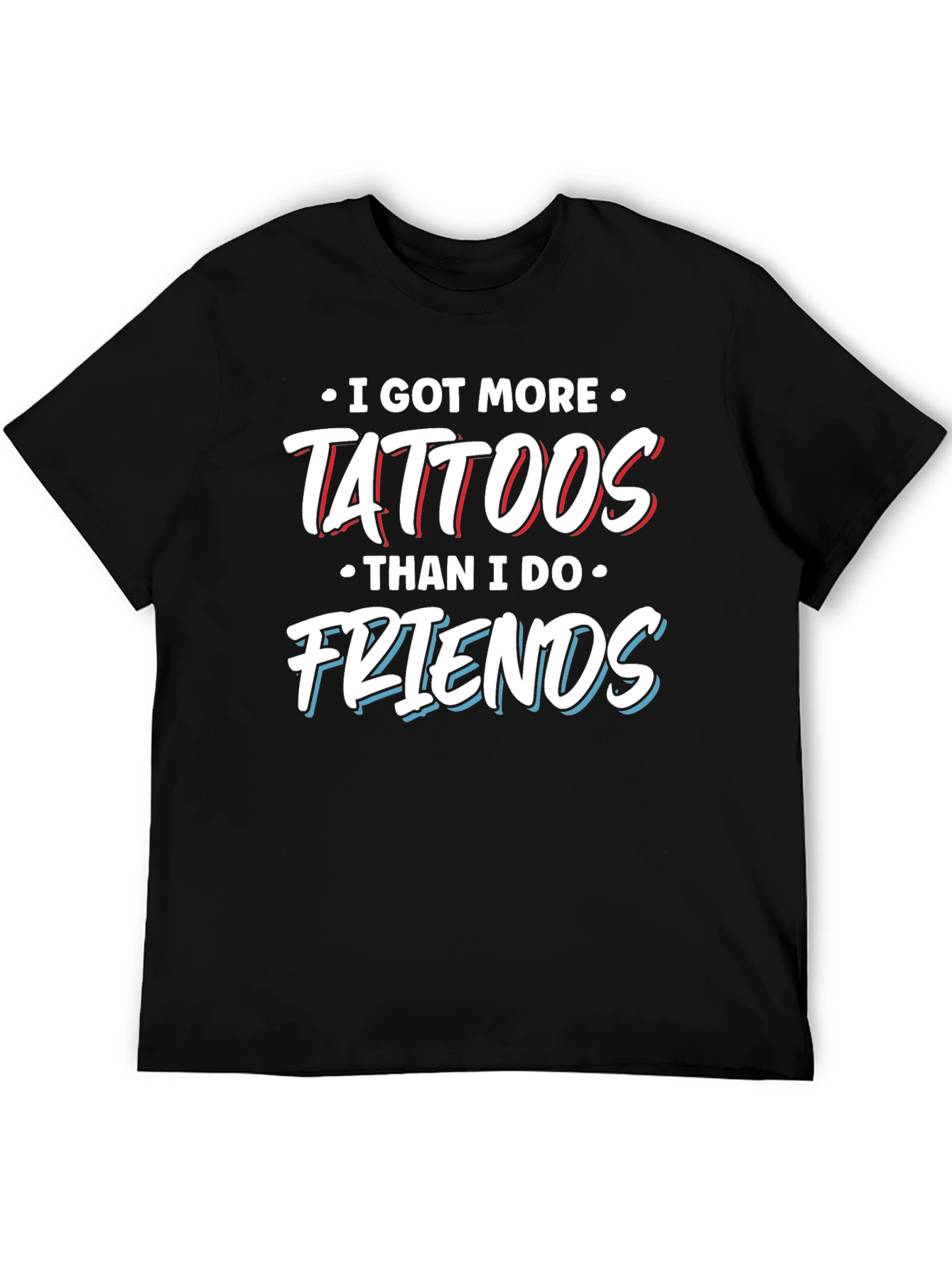 Black Tattoos Over Friends Graphic Tee - Black T-Shirt view 5