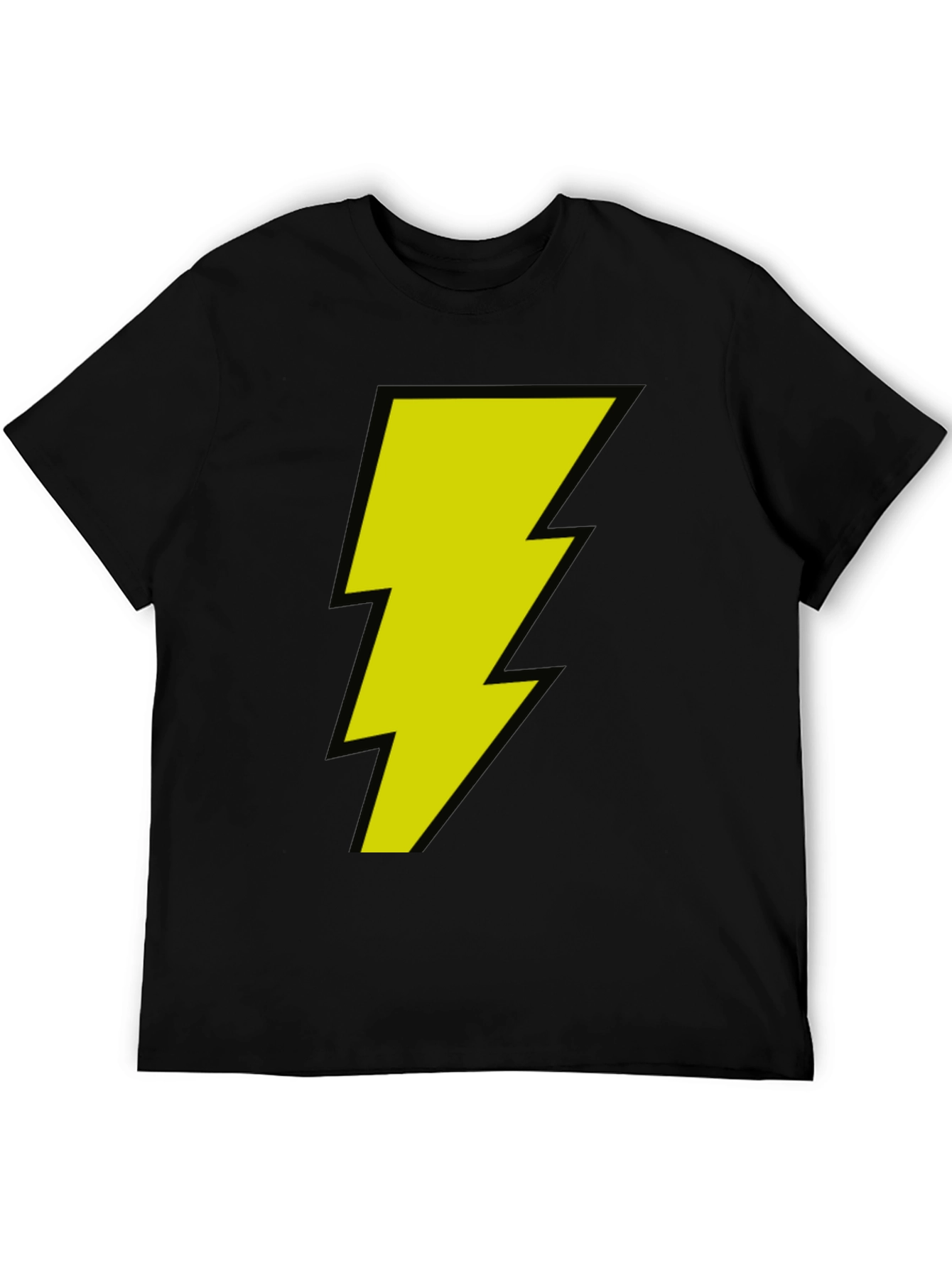 Black Black T-Shirt with Yellow Lightning Bolt Graphic view 5