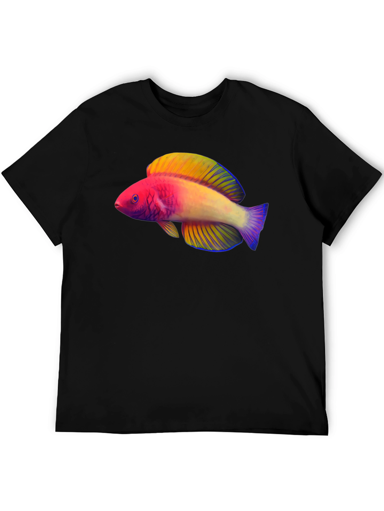 Black Colorful Fish Graphic T-Shirt view 5