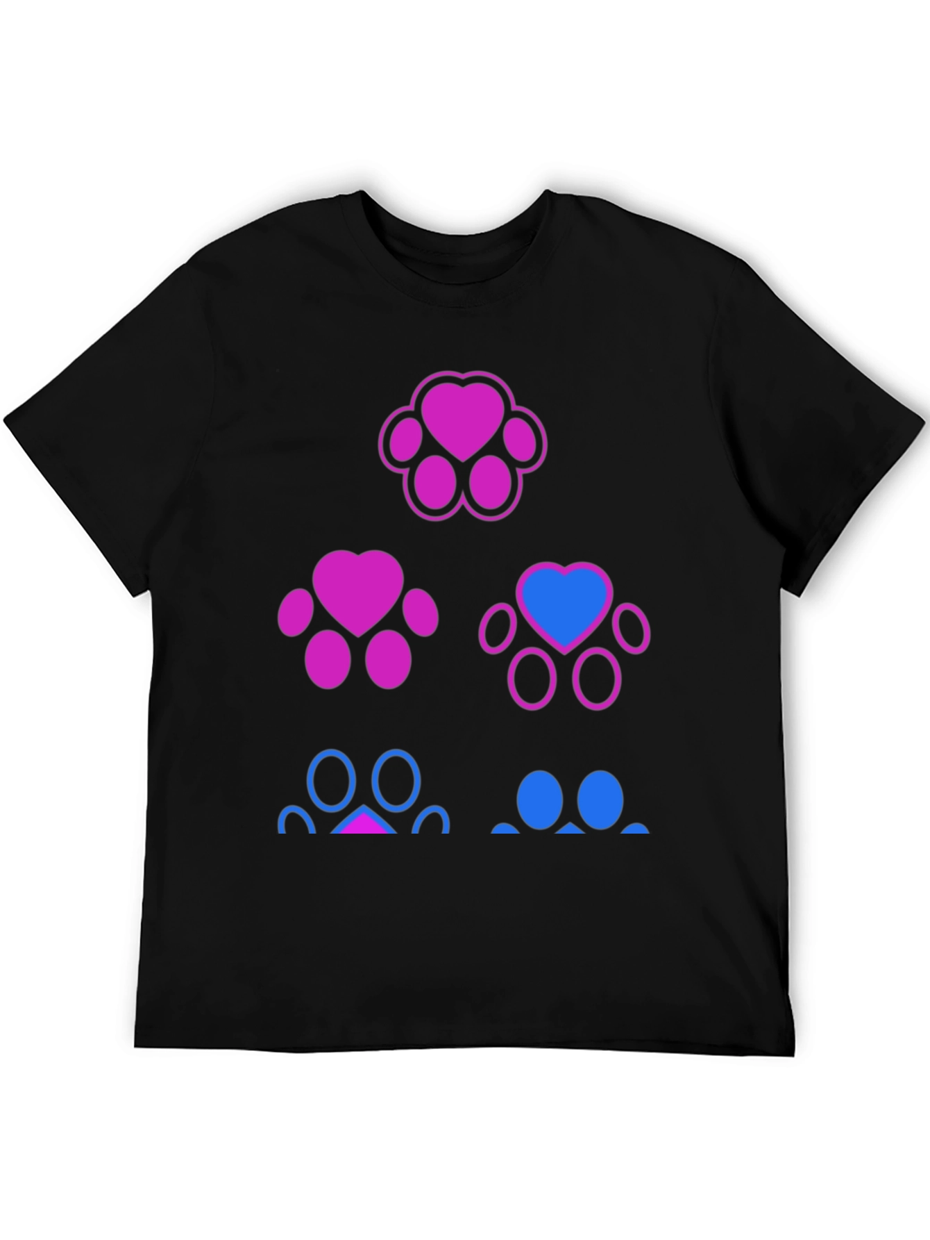 Bisexual Pride Paw Print T-Shirt - Black - 5