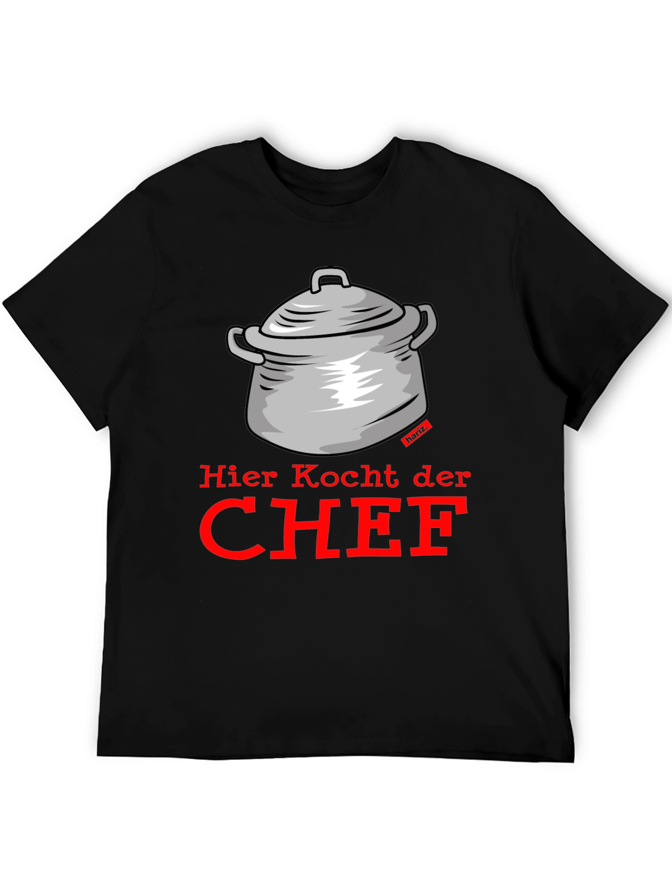 Black Chef Cooking Pot T-Shirt - Funny Kitchen Humor view 5