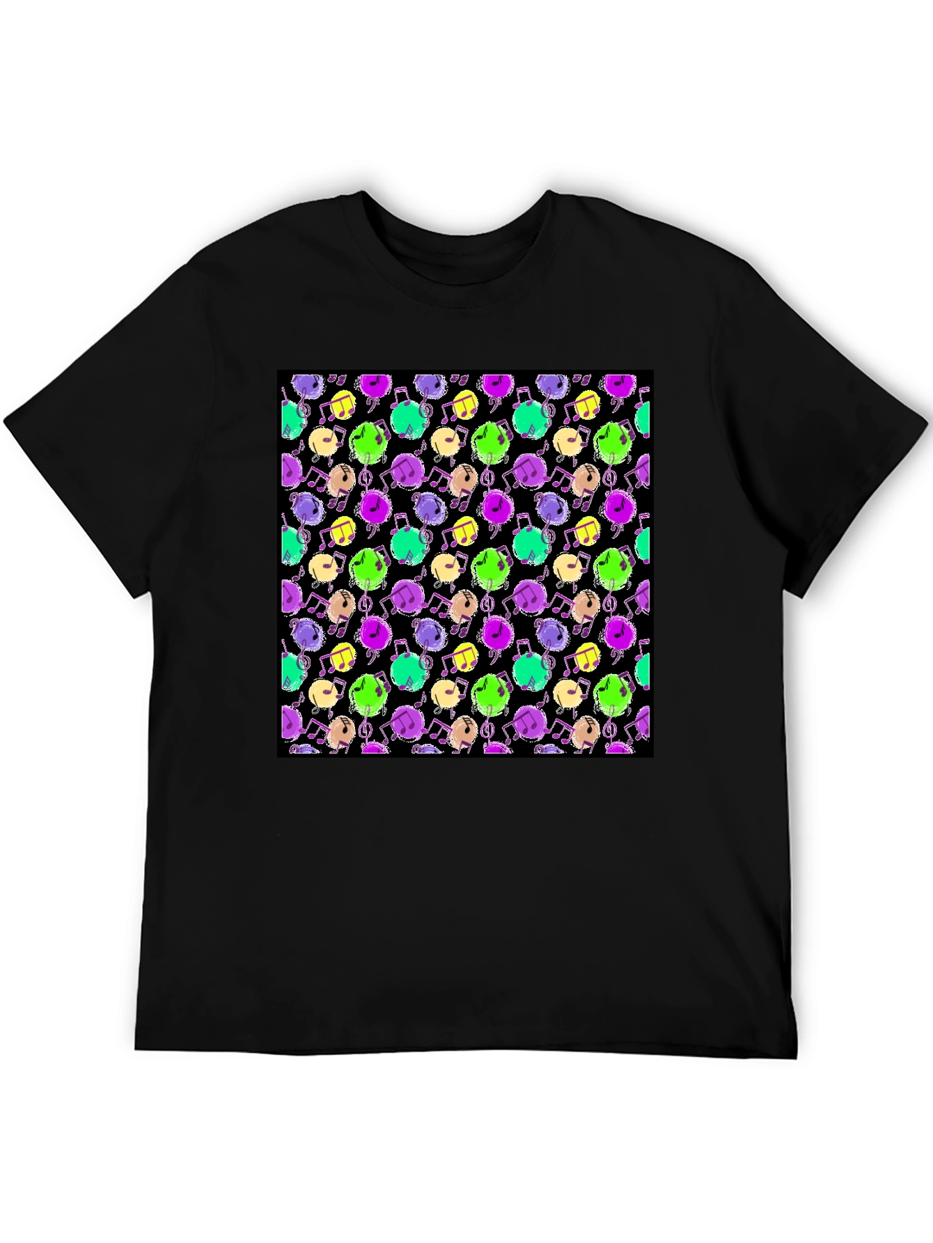 Black Music Notes Pattern Tee view 5