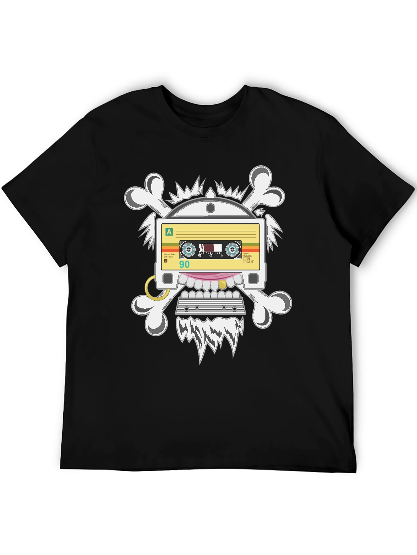 Black Cassette Tape Skull Graphic T-Shirt view 5