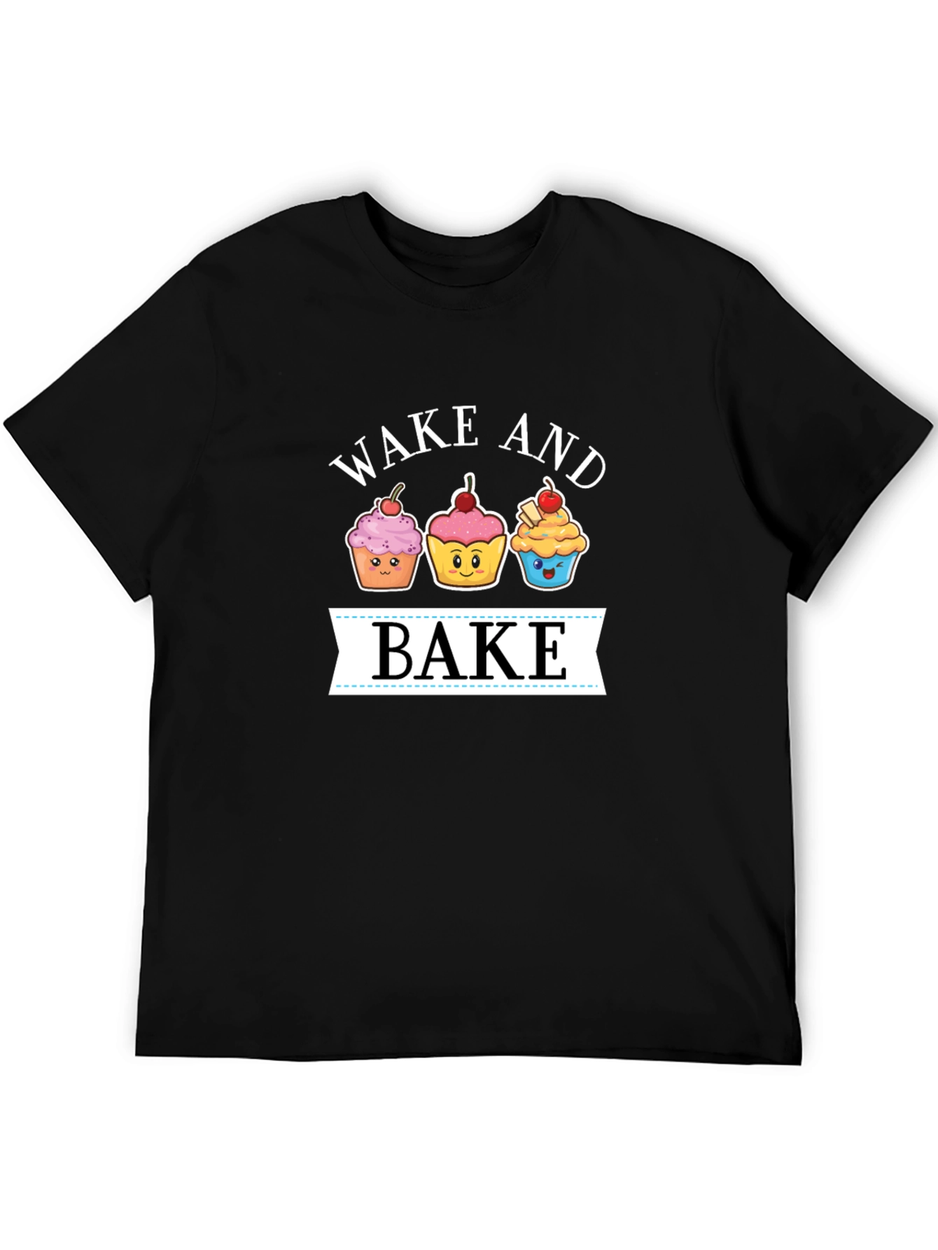Black Wake and Bake Cupcake T-Shirt - Fun Foodie Tee view 5