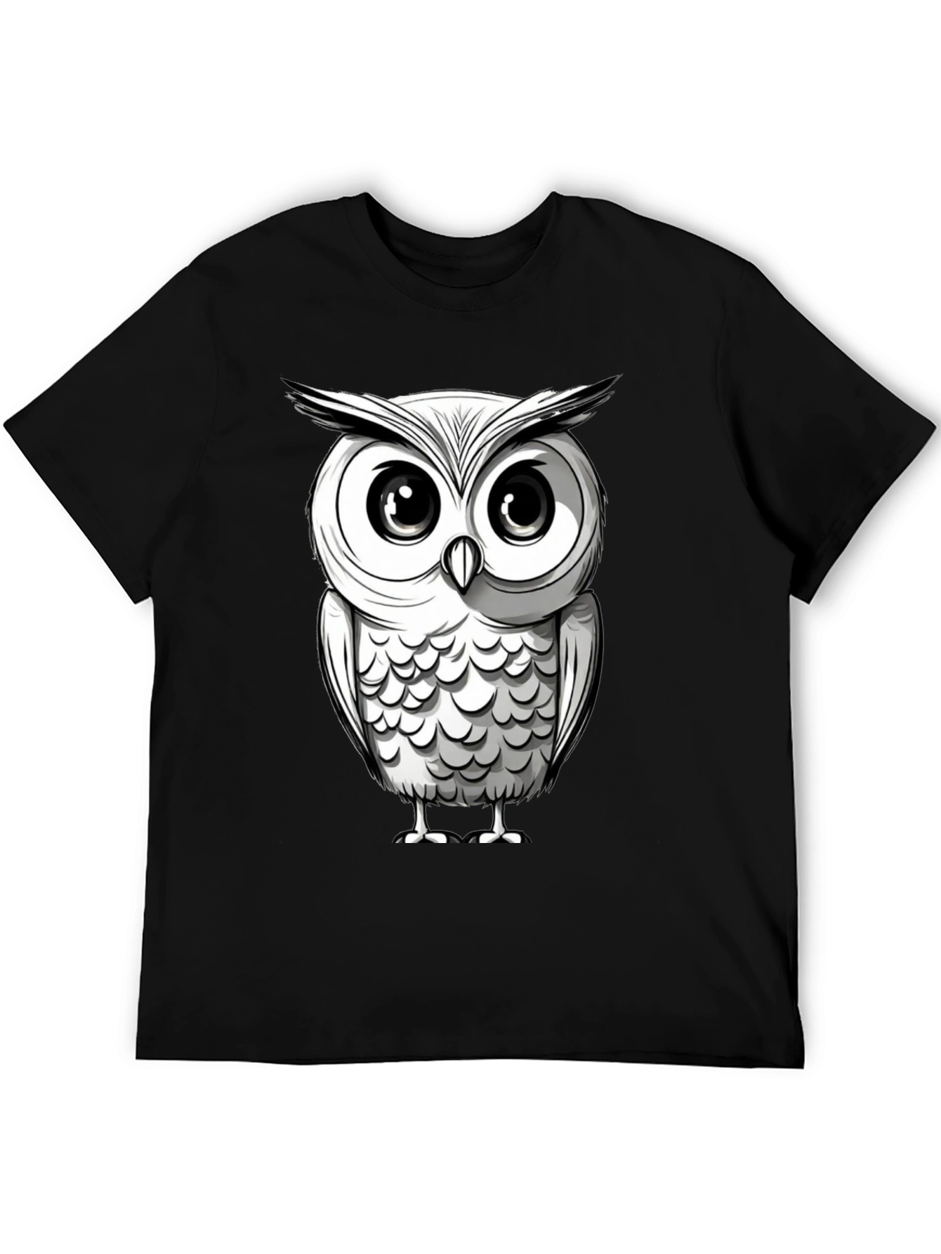 Black Owl Graphic Print Men's Black T-Shirt view 5