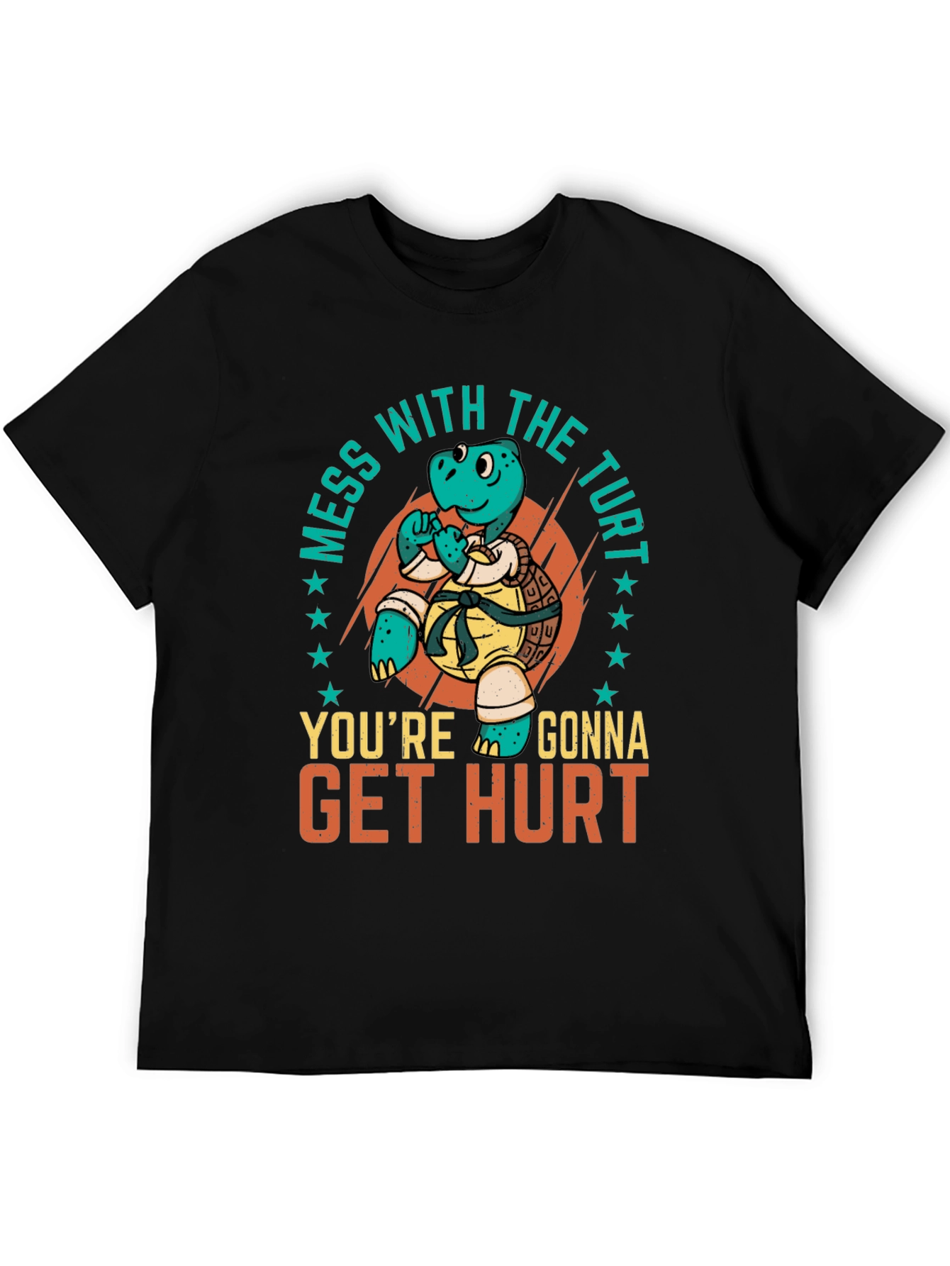 Black Martial Arts Turtle T-Shirt - Mess with the Turt view 5
