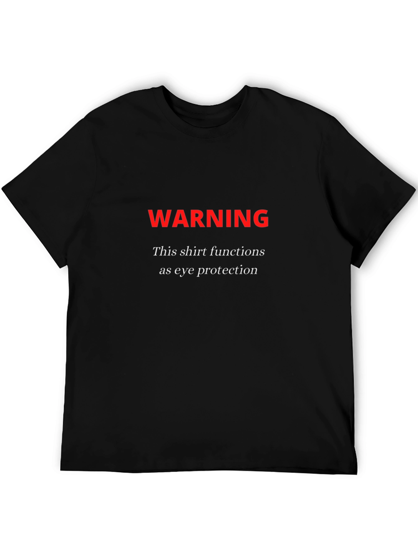 Black Warning Eye Protection Novelty T-Shirt view 5