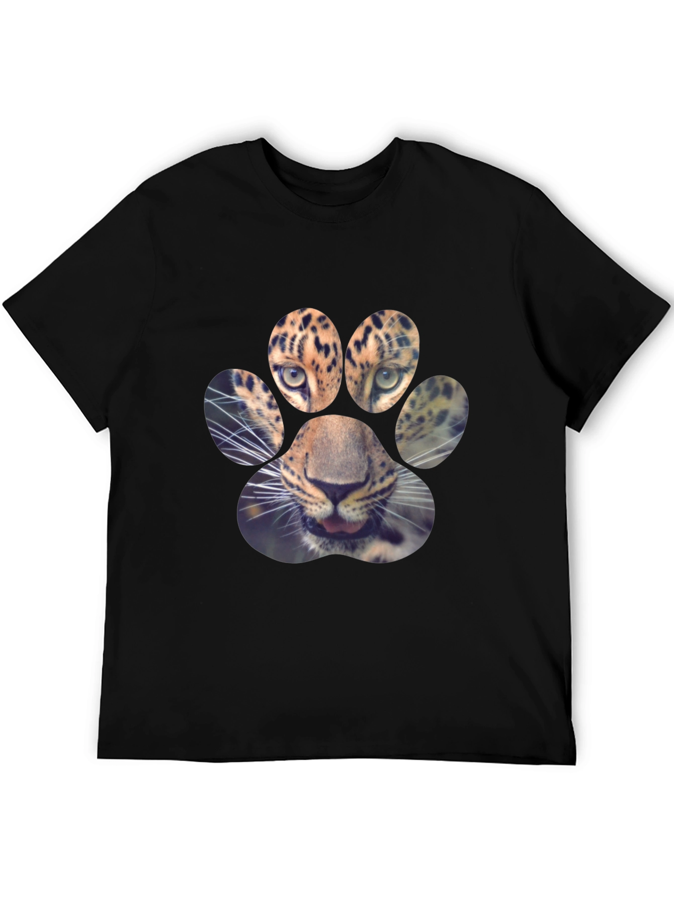 Black Leopard Paw Print Graphic Tee view 5
