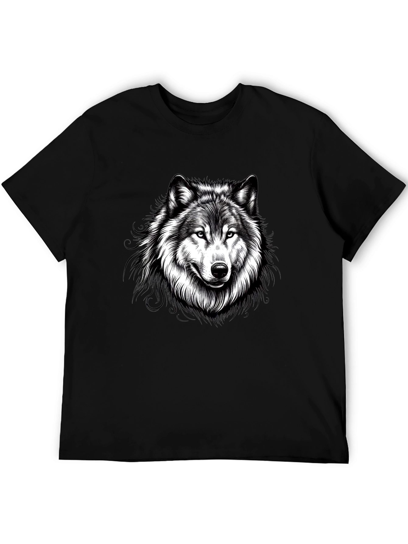 Black Black Wolf Graphic Print Men's T-Shirt view 5
