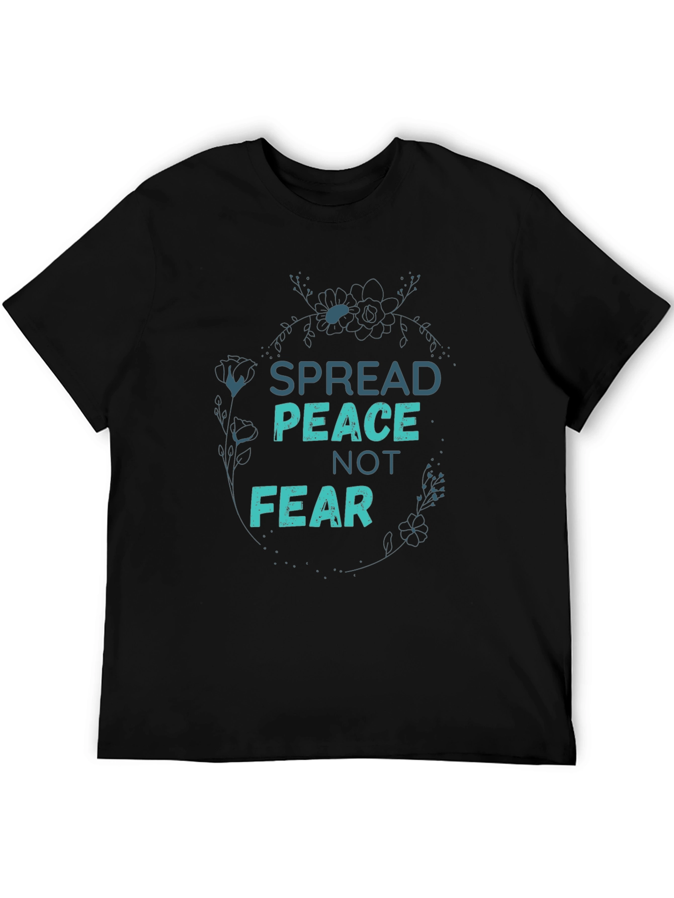 Black Spread Peace Not Fear Graphic Tee - Black view 5