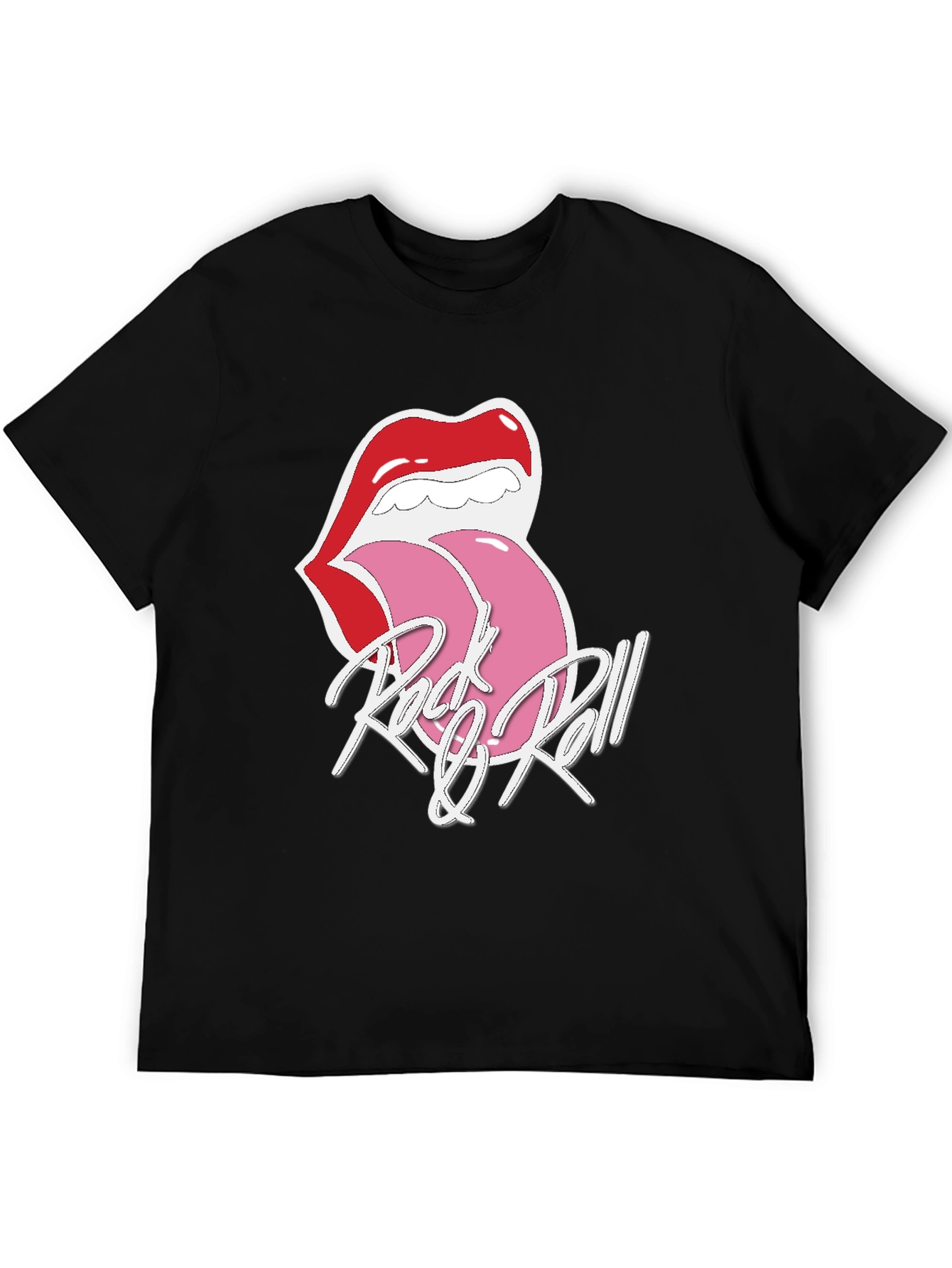 Black Rock & Roll Lips Graphic T-Shirt view 5