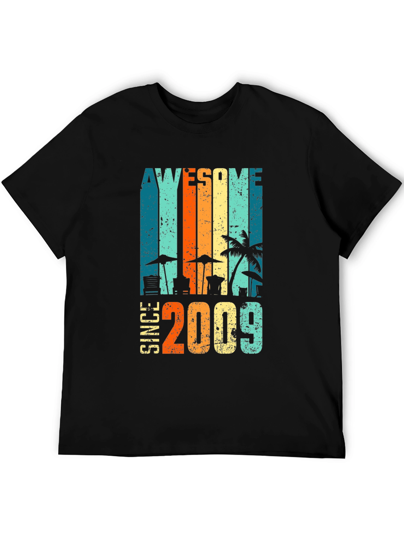 Black Awesome Since 2009 Graphic T-Shirt view 5
