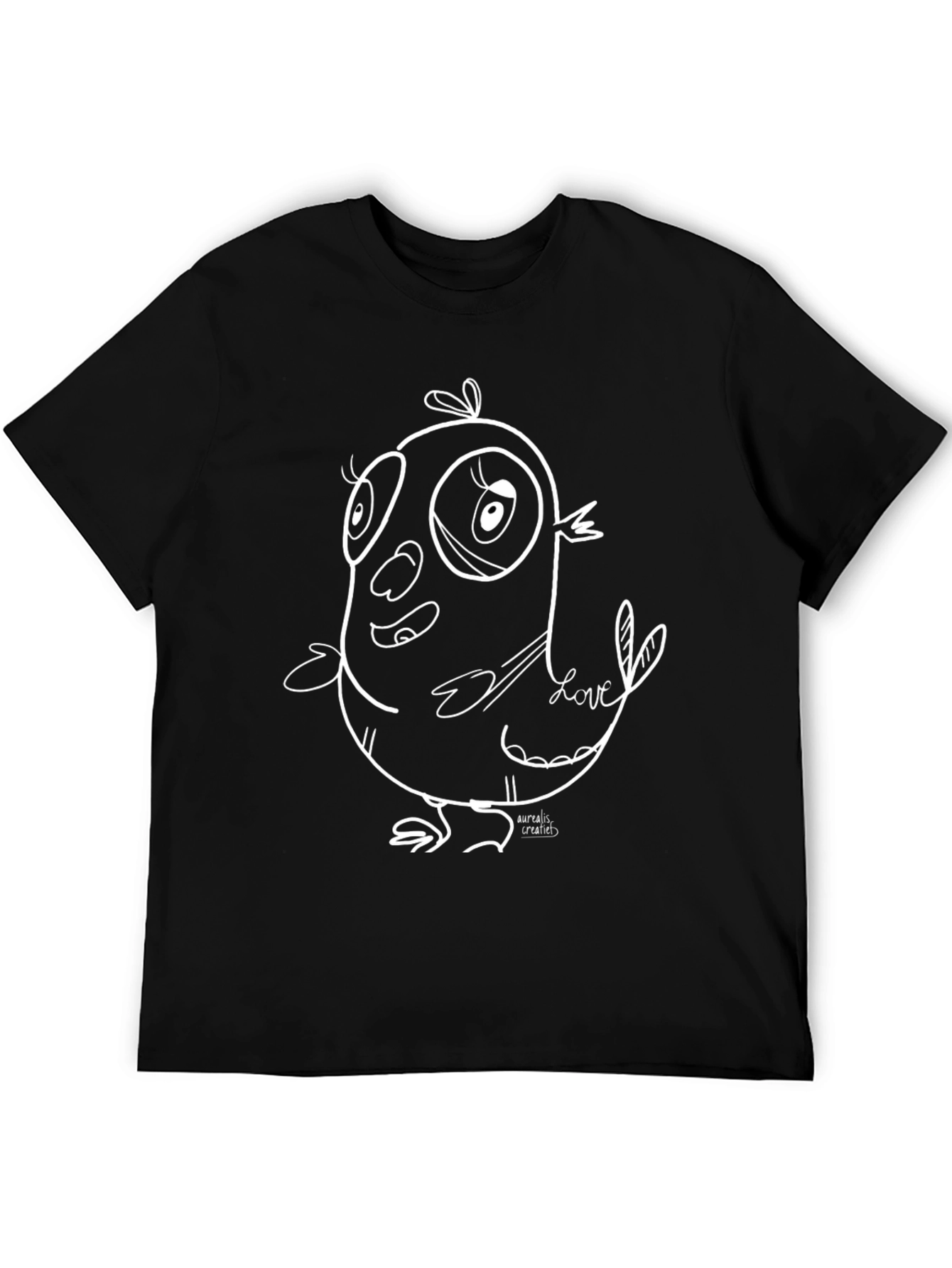 Black Cartoon Bird Graphic Tee - Black T-Shirt view 5