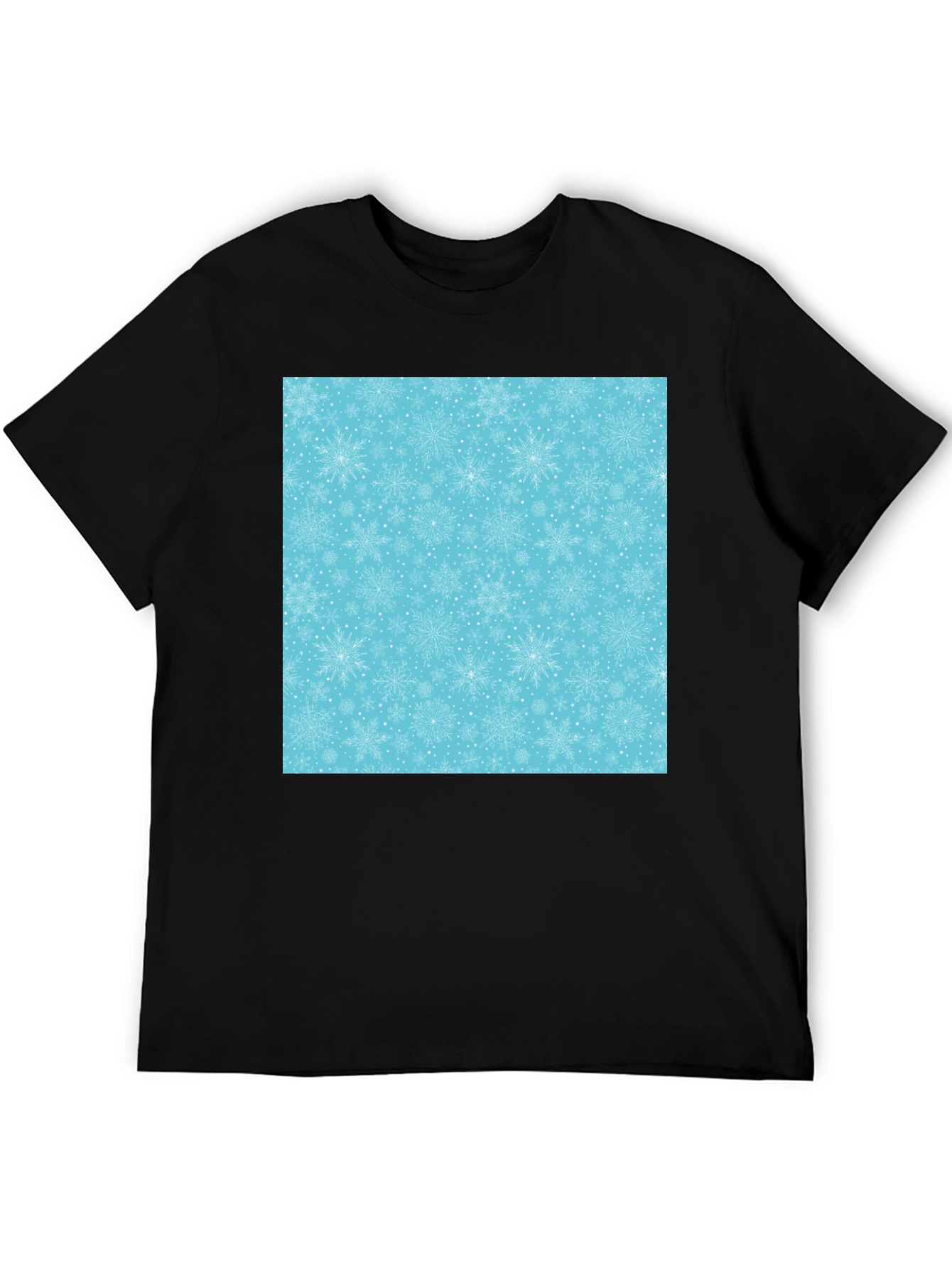 Black Snowflake Pattern Black Tee view 5