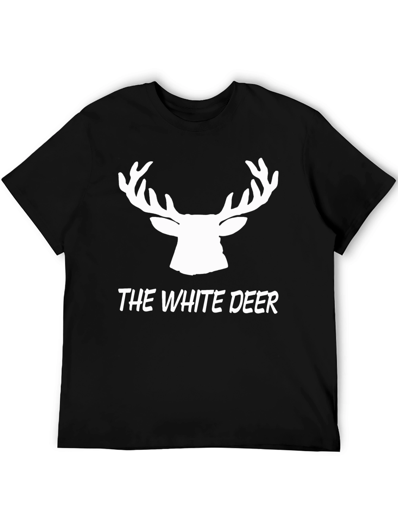 Black The White Deer Graphic Tee - Black Cotton T-Shirt view 5