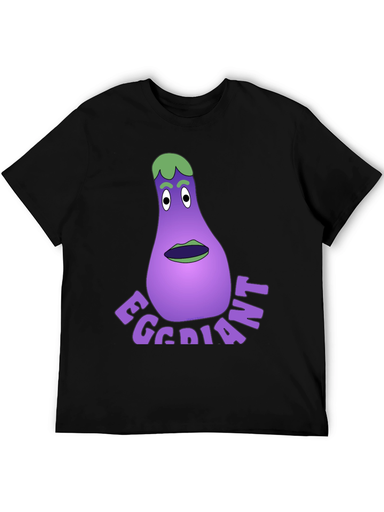 Black Eggdiant Funny Cartoon T-Shirt view 5