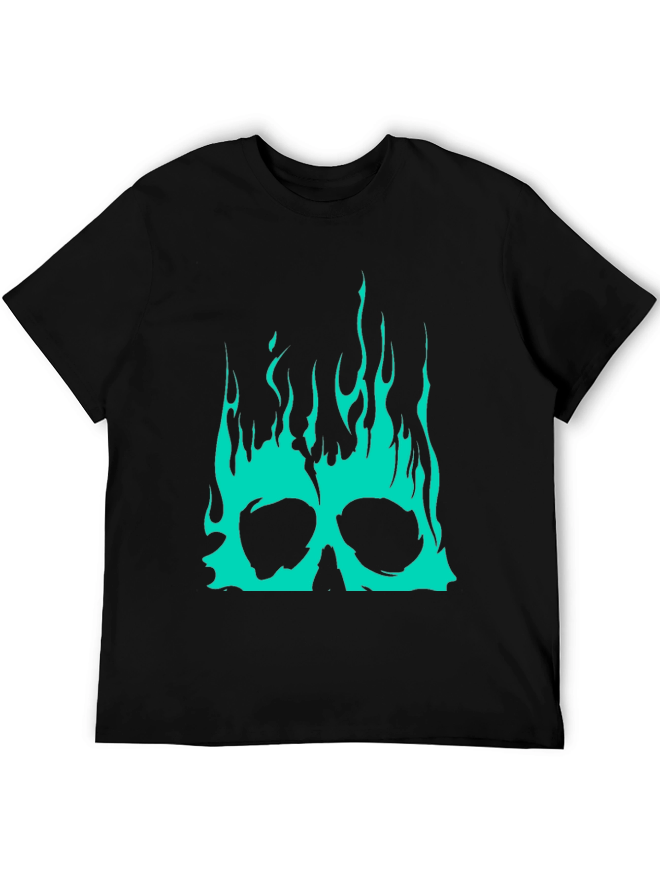 Black Skull Flames Graphic Tee - Black view 5
