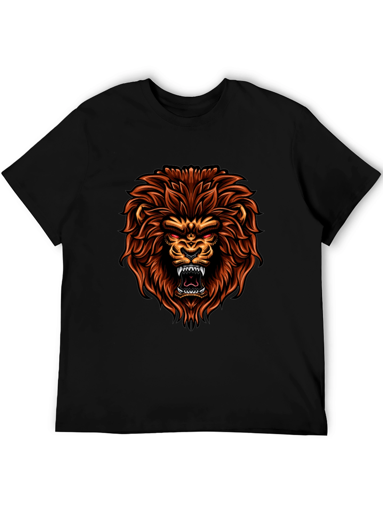 Black Lion Graphic Print Crew Neck T-Shirt view 5