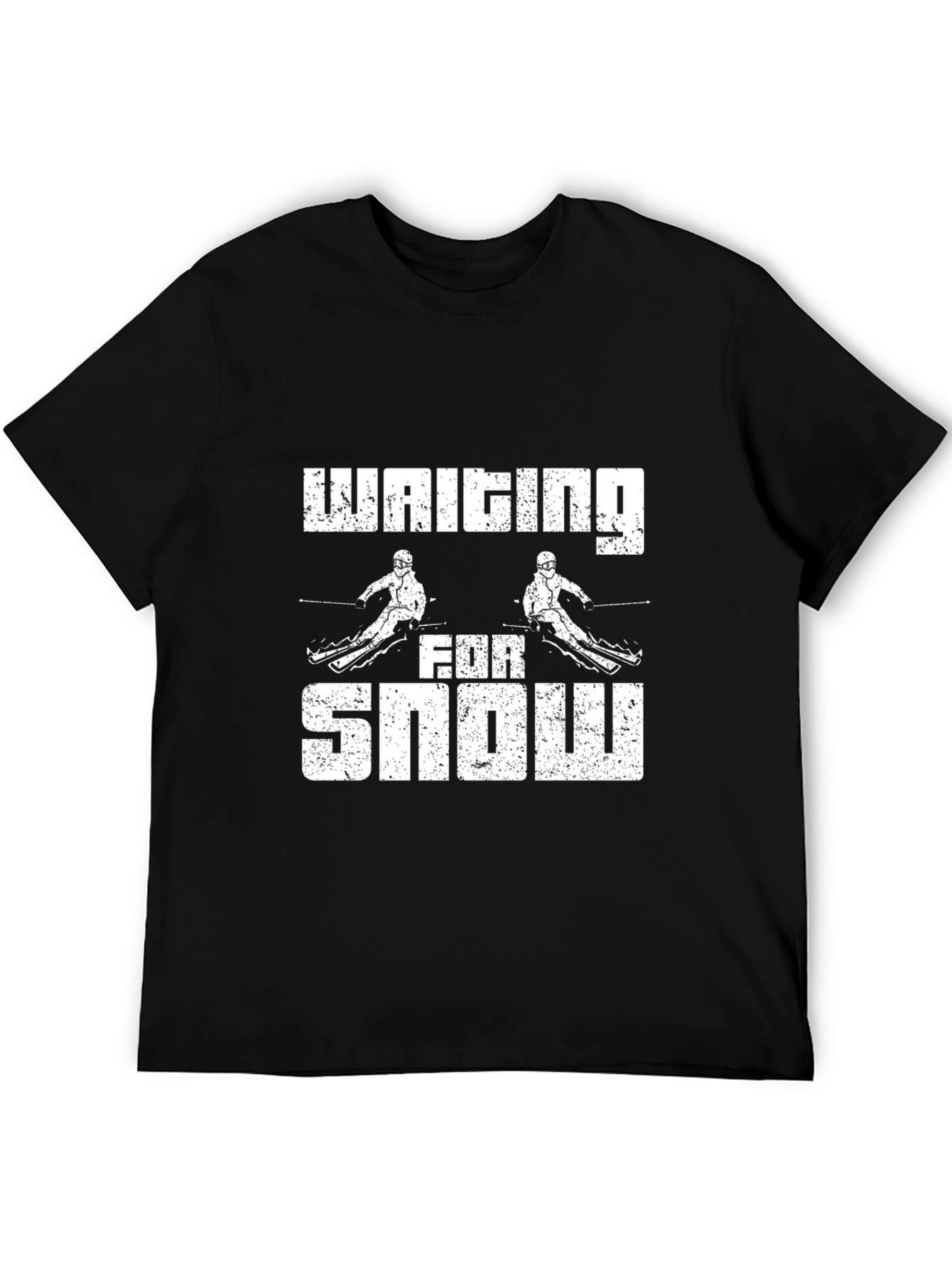Black Waiting For Snow Graphic Tee - Skiing T-Shirt view 5