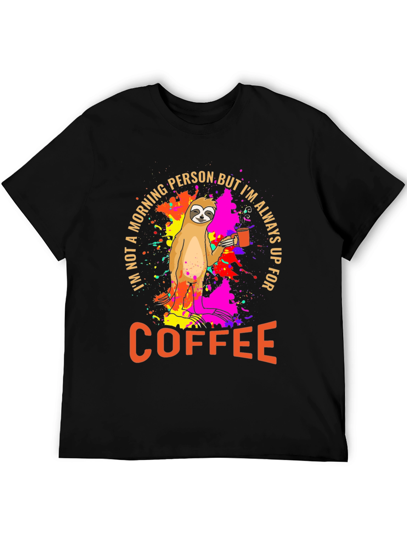 Black Sloth Coffee T-Shirt - Morning Person Funny Tee view 5