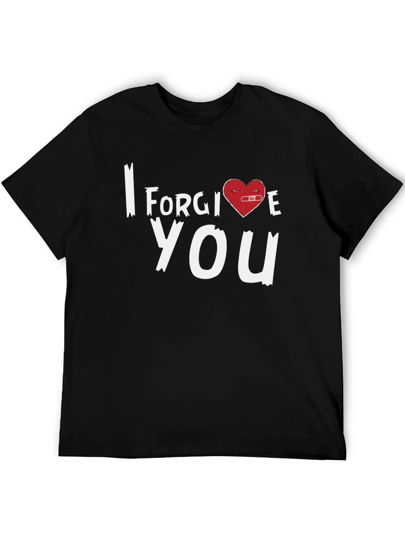 Black I Forgive You Heart Graphic Tee - Black Cotton Blend view 5