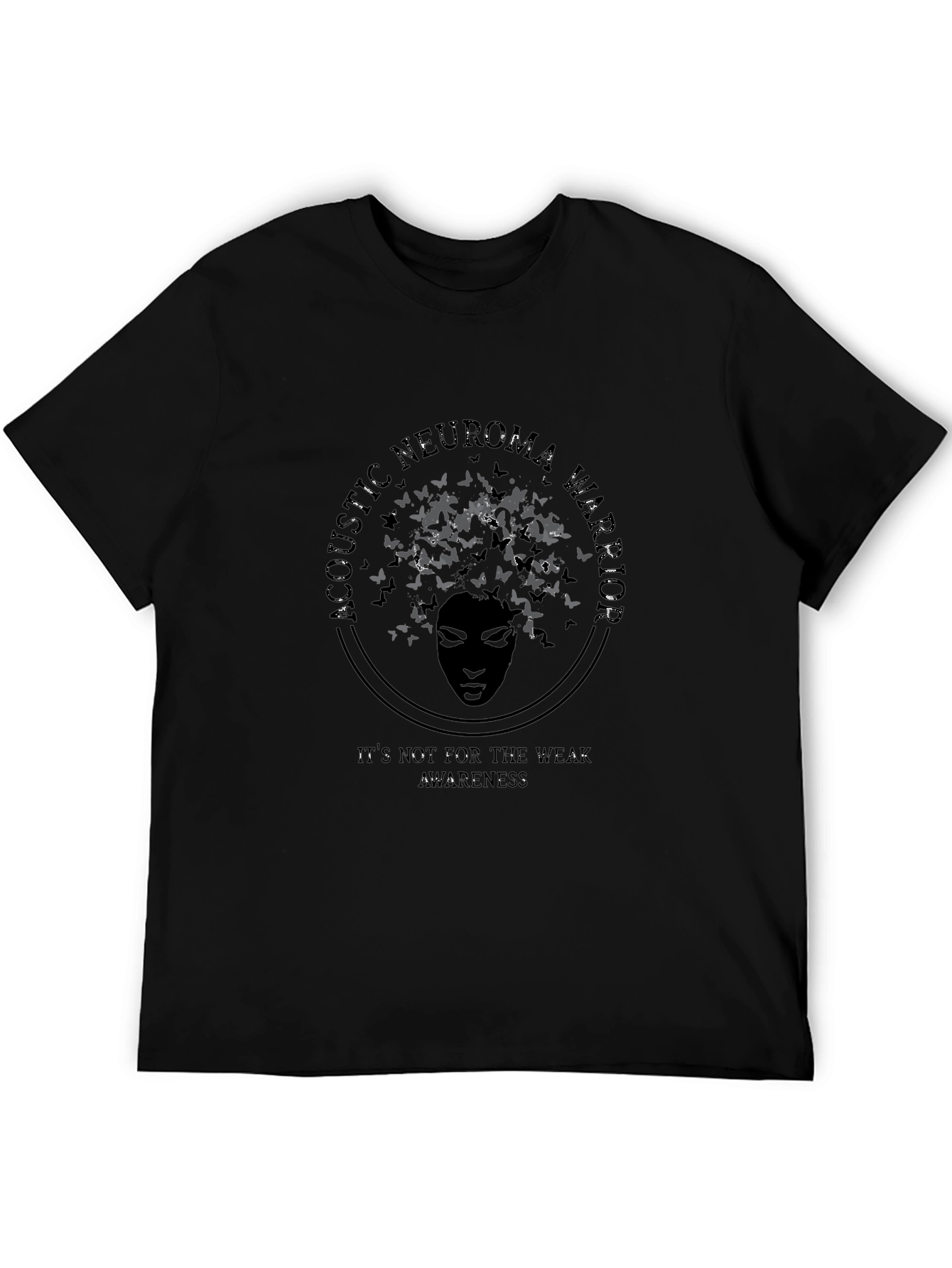 Black Acoustic Neuroma Warrior Awareness Black T-Shirt view 5
