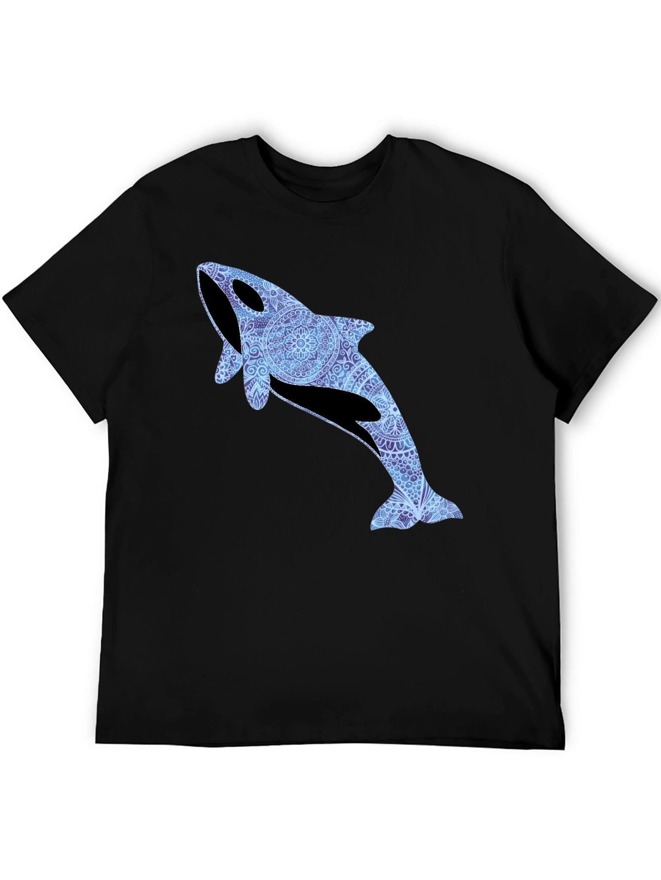 Black Orca Whale Mandala T-Shirt - Stylish Marine Life Tee view 5