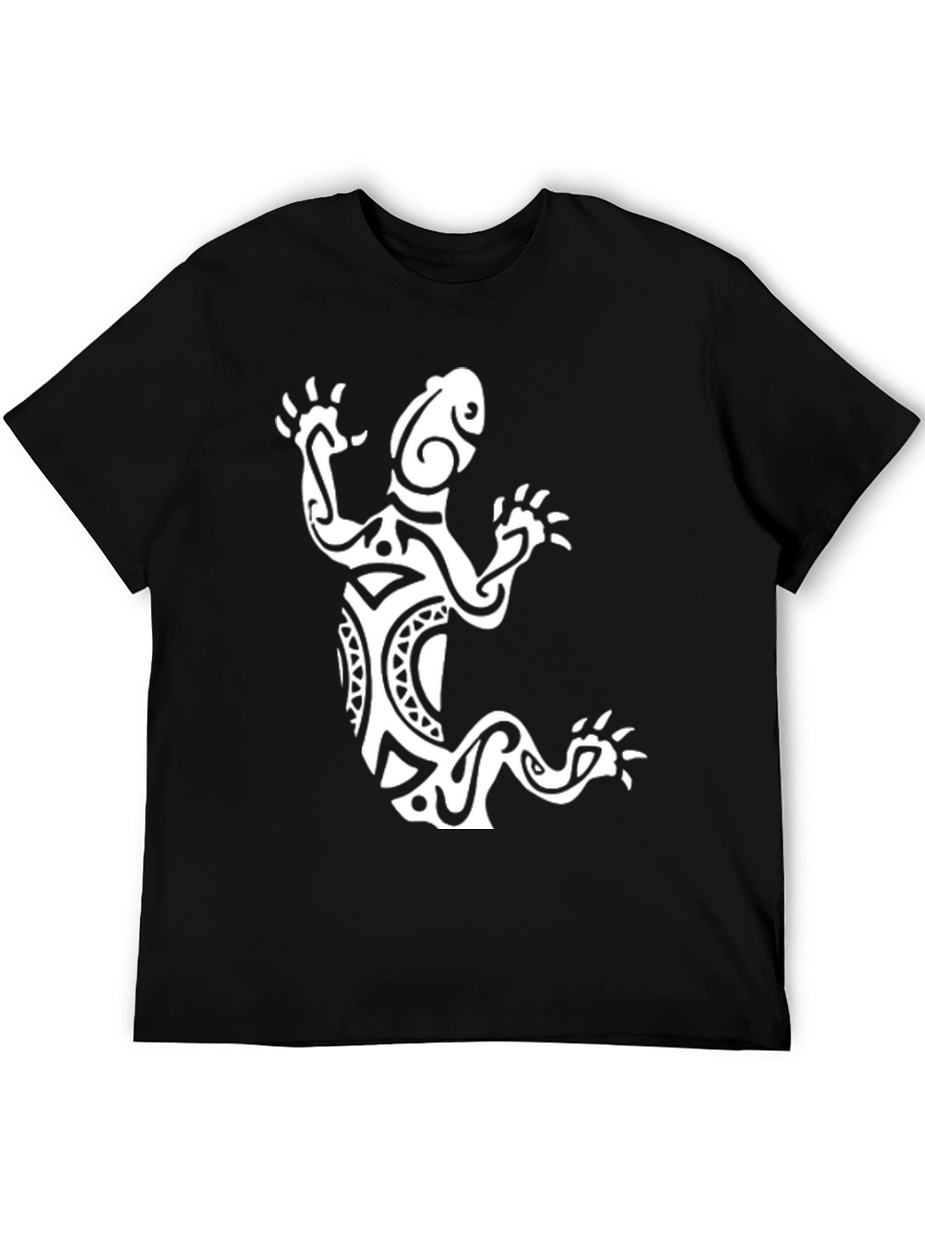 Black Tribal Lizard Graphic Tee - Black view 5