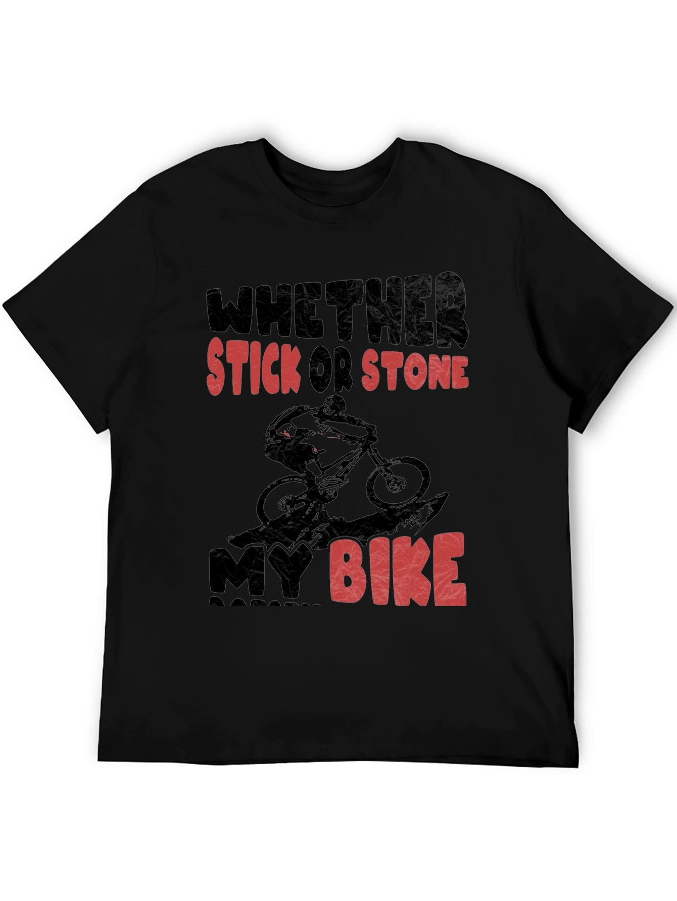 Black Mountain Biking T-Shirt - Whether Stick Or Stone My Bike view 5