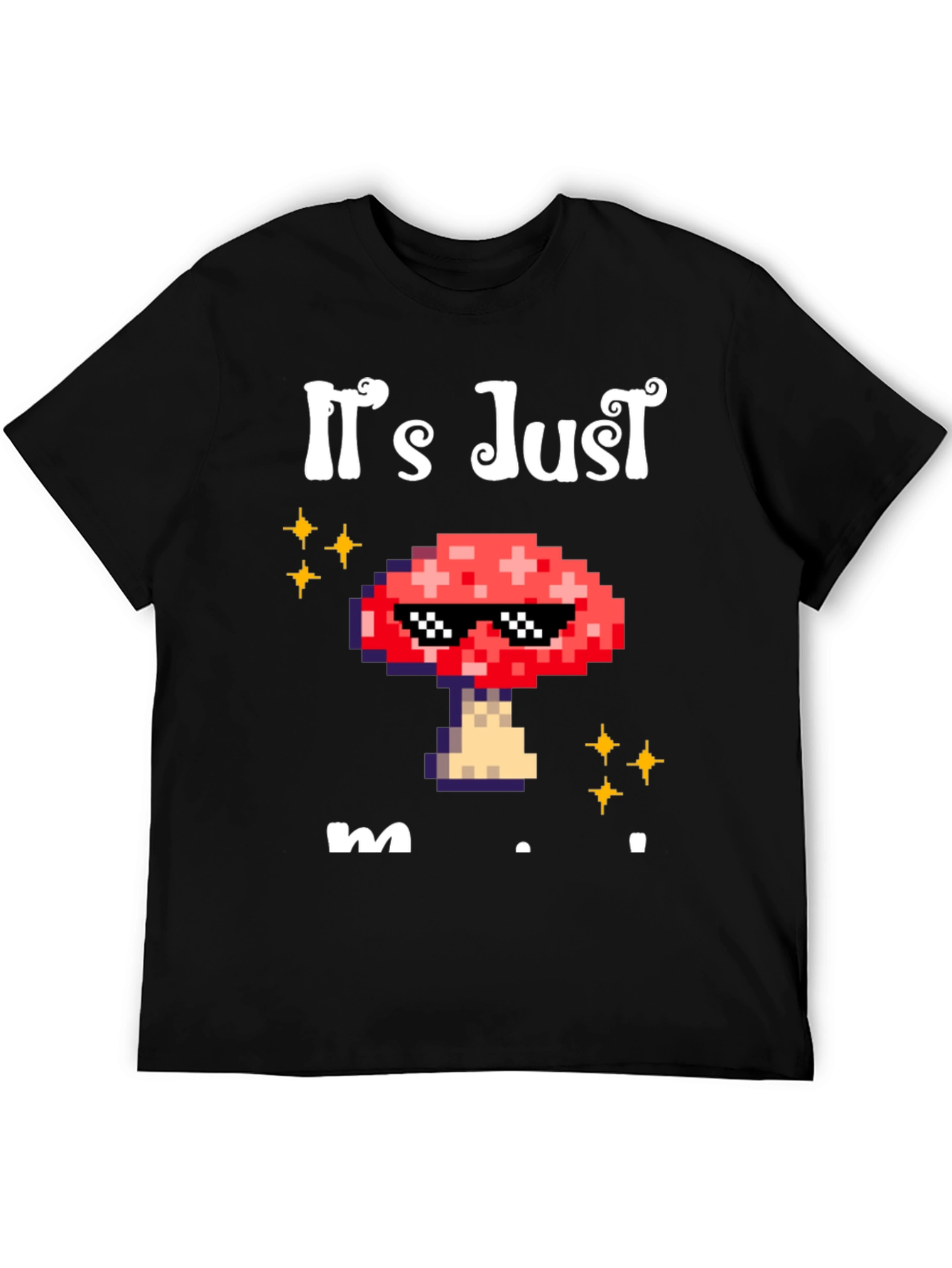 Black It's Just Mushroom T-Shirt view 5