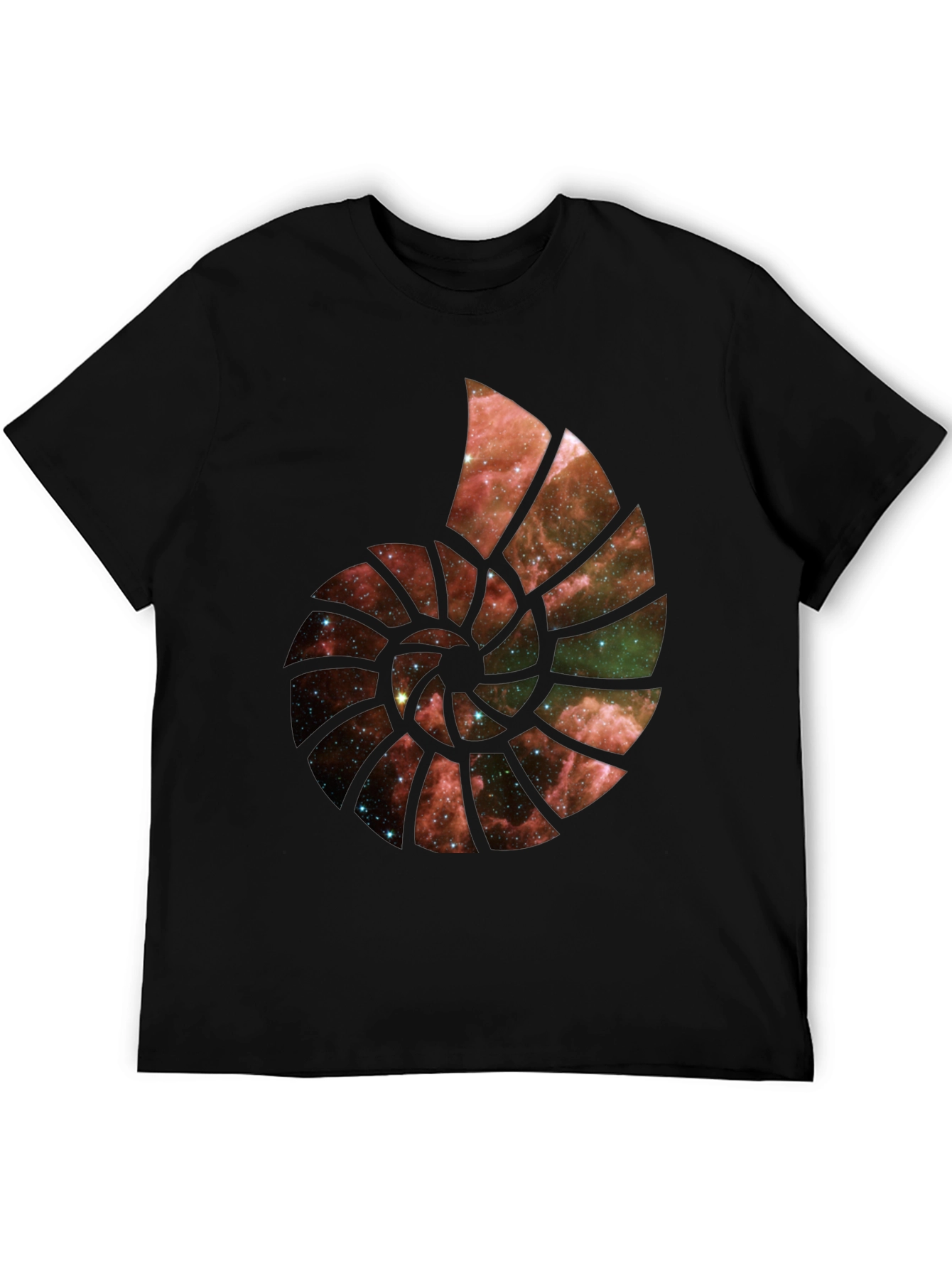 Black Galaxy Nautilus Graphic Tee - Black Cotton Blend view 5